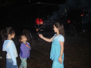 Then we did a fireball while the little kids did sparklers. 